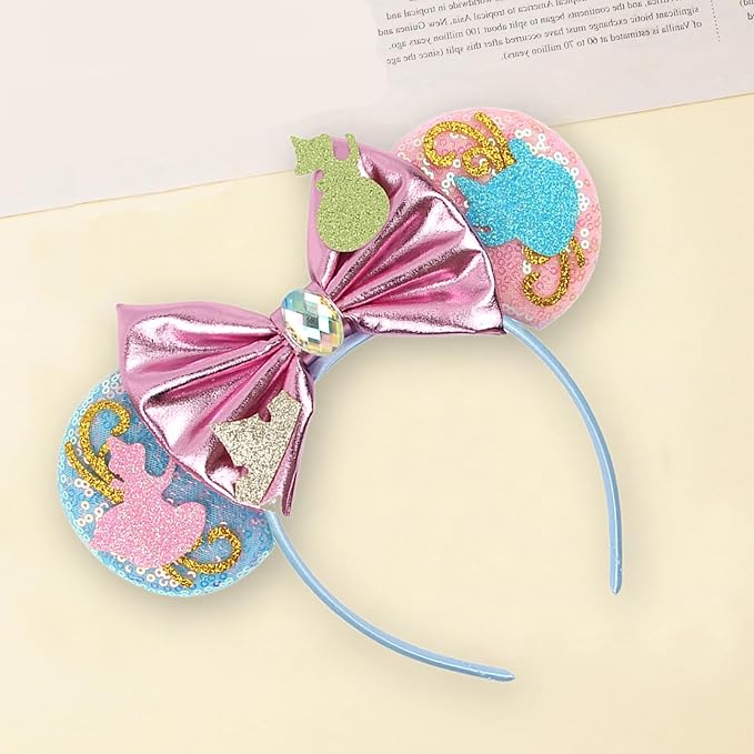 Sequin Mouse Ears Headbands for Women Girls Boys, Glitter Bows Headband for Kids Adults Birthday Party Costume Halloween
