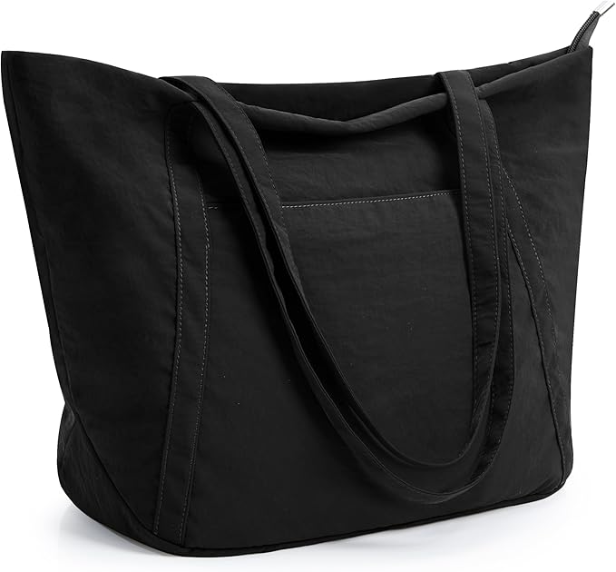 WLLWOO Large Gym Tote Bag for Women Sport Yoga, 24L Travel Beach Bag Lightweight Zipper Shoulder Handbag for Daily Work