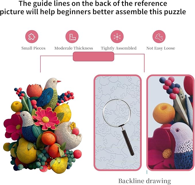 MEATRN Wooden Puzzles for Adults - Flowers & Birds Wooden Jigsaw Puzzles, 202 Pcs Laser-Cut Wood Puzzle Adults, Relaxing Mindful Puzzle Game, Unique Gift for Family and Friends, 9.8x12in