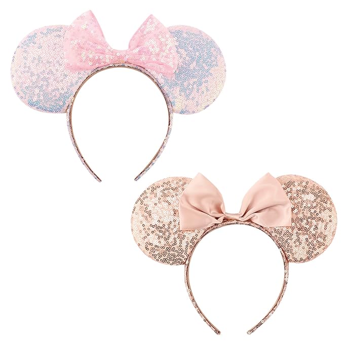 DRESHOW Mouse Ears Bow Headbands Glitter Party Decoration Cosplay Costume for Women