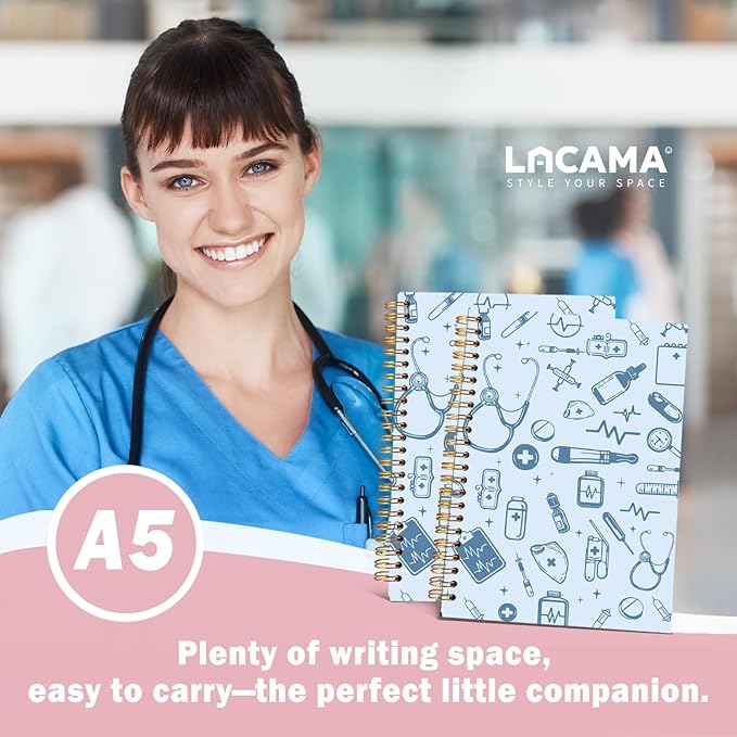 Lacama Blue Nursing Student Gifts, Nurse Notebook Journal, Gifts for Nurses, Christmas Gift, Nursing School Essentials, Notebook for School Office Supplies 5.5x8.3 Inch
