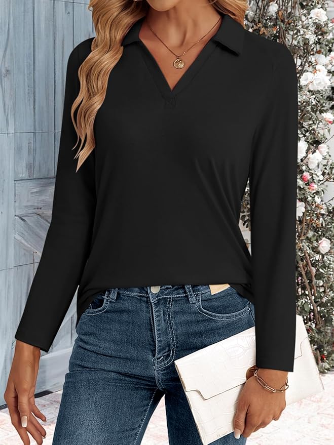3/4 Length Sleeve Womens Tops Dressy Casual V Neck Polo Shirts Business Work Blouses 2025 Trendy Tunic Top