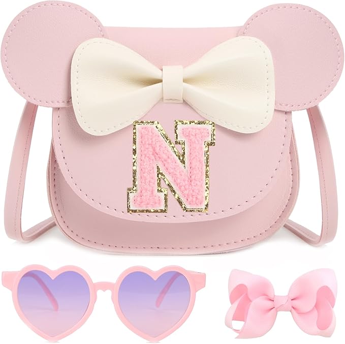 PRLINJSK Toddler Purse for Girls Birthday Gift, Little Girls Purse Kids Wallet Mouse Crossbody Bag Gift Set