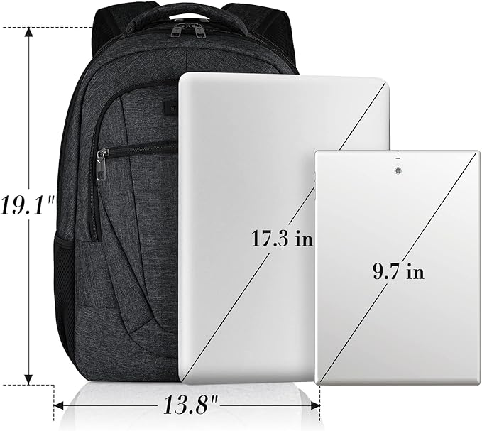 Travel Laptop Backpack, 17 Inch Extra Large School Backpacks for Teen Boys and Girls, Black Water Resistant Women Back Pack, Business Men Sturdy Computer Bag with USB Charging Port, Gifts