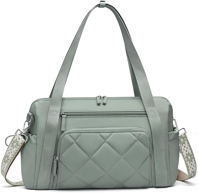 Gym Bag for Women, Duffle Weekender Bags for Travel, Lightweight Weekender Tote with Wet Pocket for Sports, Workout and Dance Green