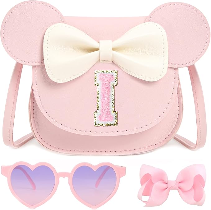PRLINJSK Toddler Purse for Girls Birthday Gift, Little Girls Purse Kids Wallet Mouse Crossbody Bag Gift Set