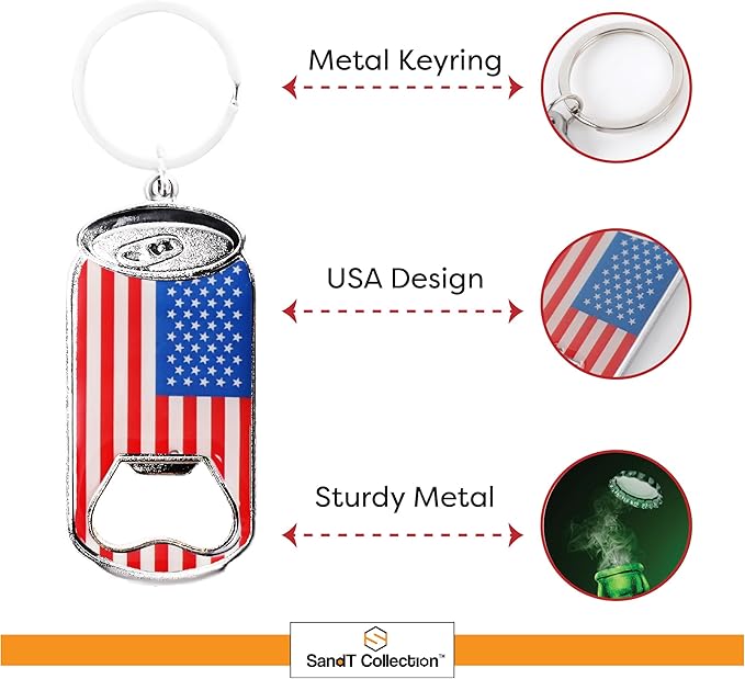 SandT Collection USA - Beer Bottle Opener Keychain- Set of 3 Cans