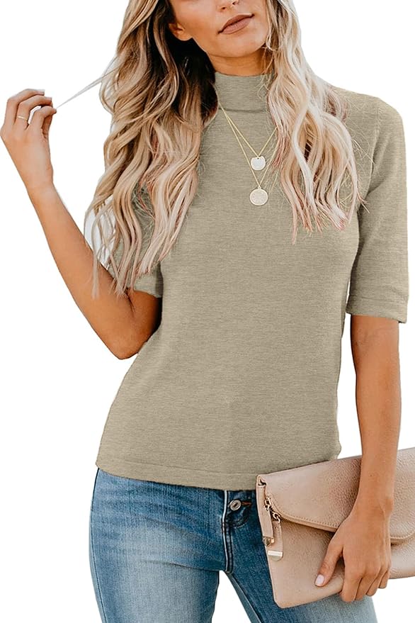 LETSRUNWILD Business Casual Tops for Women Dressy Cute Tops Mock Turtleneck Tshirts Shirts