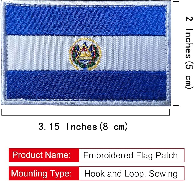 EmWoot 2PCS EI Salvador Flag Patch Embroidered Morale Patch Military Tactical Patches Hook and Loop