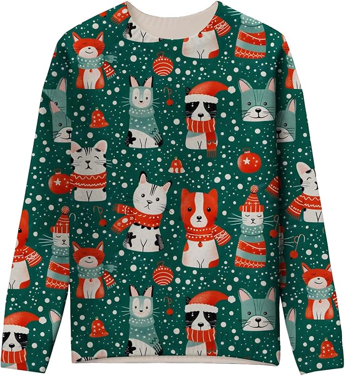 LIZALIG Women's Fall Christmas Snowman Sweater Long Sleeve Crewneck Pullover Festive Holiday Winter Outfit for Parties