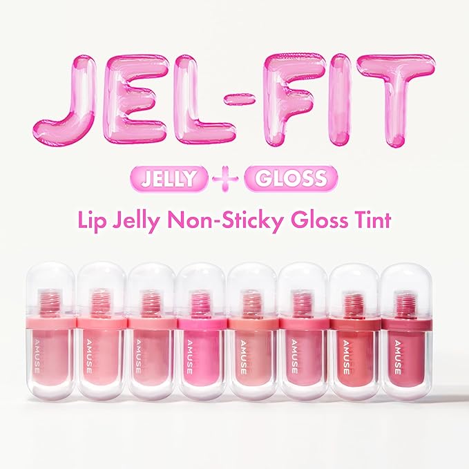 Amuse Seoul Jel-Fit Tint (03 Nupink) | Korean Jelly Lip Tint, Long-Lasting Lip Stain, Hydrating & Glossy, Hyaluronic Acid for Smooth Moisturized Lips, High Pigmentation, Vegan