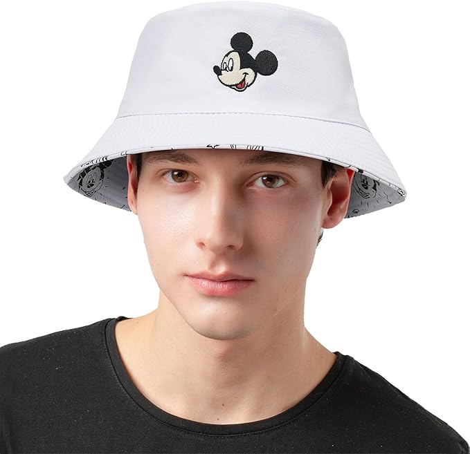 Cute Cartoon Bucket Hats for Women, Mouse Ears Print Double-Side-Wear Beach Fisherman Hats Sun Hats for Women