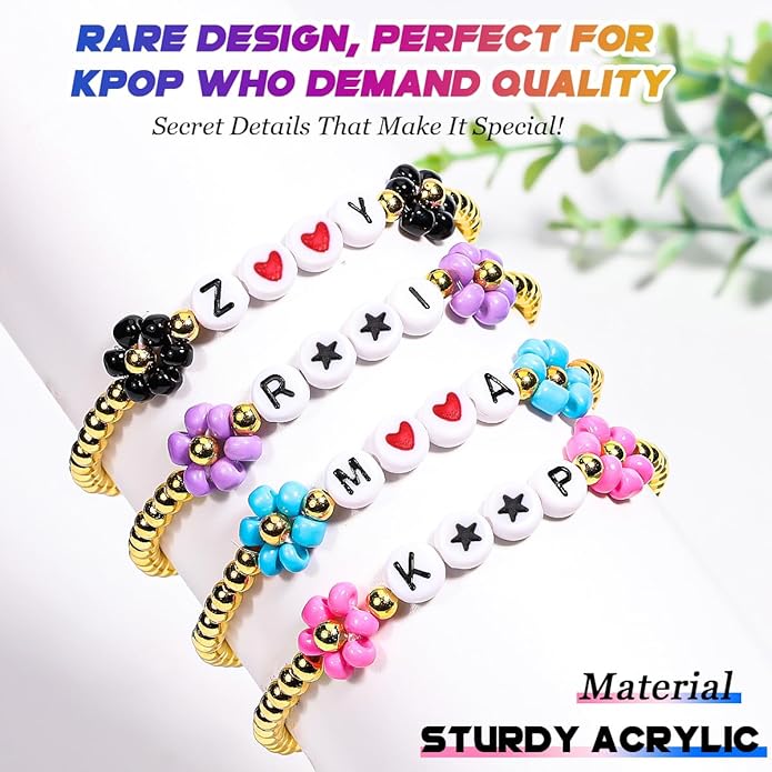 AICase for Korea-Pop Merch Gifts Toys Cosplay Birthday Decorations Bracelets Outfit Costume 6 Pcs Stackable Stretch Beaded Bracelets Merchandise Jewelry Gifts for Fans Women Christmas Stocking