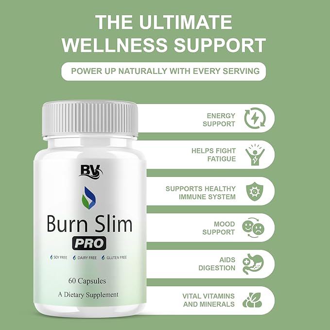 BLUE VIBE Burn Slim Pro Capsules, BurnSlim Advanced Maximum Strength Overall Health & Wellness Support Supplement, Burn Slim Premium All Natural Daily Health Support Formula (1 Pack - 60 Capsules)