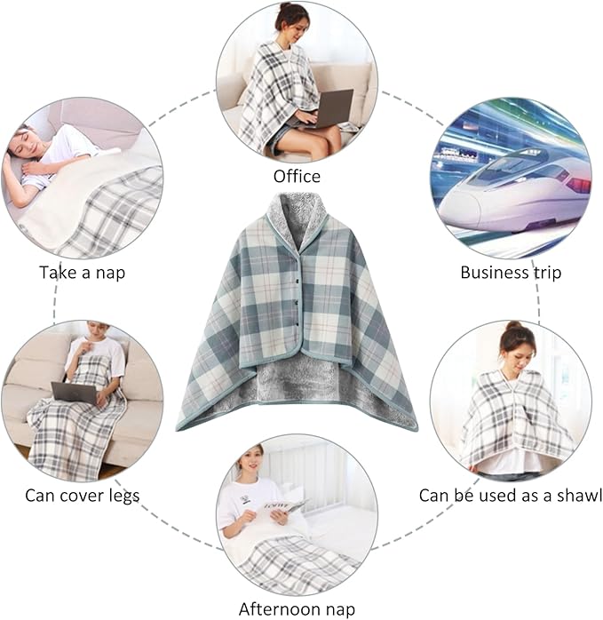 Wearable Blanket Soft Warm Plush Blanket with Buttons Shawl Wraps for Women Men Office Home 31.5x51.2in