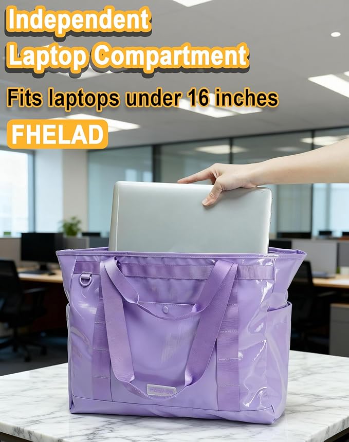 Tote Bag for Women, Lightweight Beach Bag with Laptop Pocket for Teacher Nurse, Travel Shoulder Handbag for College