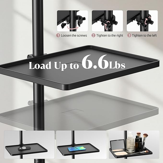 Lash Light, Half Moon Lamp with Tool Tray, LED Moon Light for Eyelash Extensions, Flexible and Adjustable Color Modes, Suitable for Beauty Salons and Beginner DIY (Black)