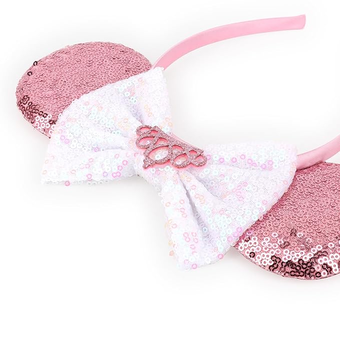 DRESHOW Mouse Ears Bow Headbands Minnie Ears Headband Glitter Party Decoration Cosplay Costume for Women