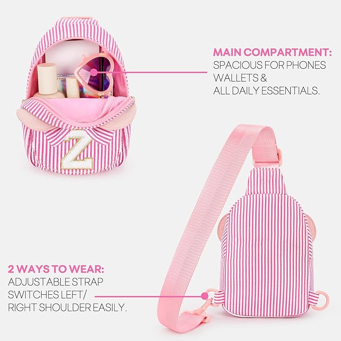 mibasies Initial Sling Bag for Girls, 4 Year Old Girl Birthday Gifts, Letter Z