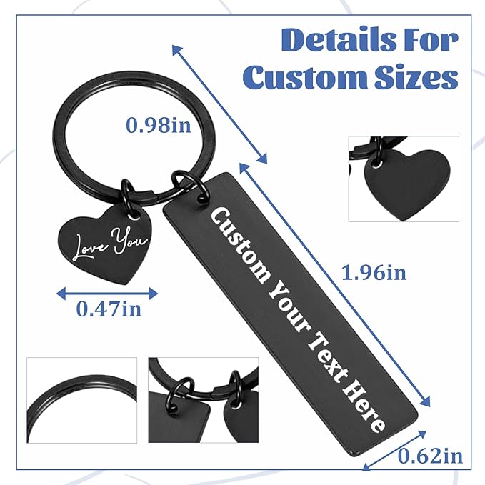 KBPTM Customized Double Sided Keychain - Personalized Engraved Text/Number/Name Keychain, Custom Key chain Gift for Boyfriend