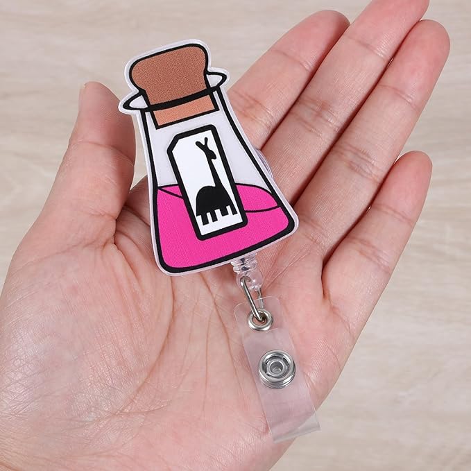 Funny Llama Potion Badge Reel, Cute Kuzcoo's Poison Retractable ID Card Badge Holder, Name Tag Medical Work Badge Clip for RN LPN CNA MA ER Night Shift Nurse Nursing Student Doctor, Nurse Gifts