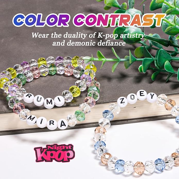 AICase for Korea-Pop Merch Gifts Toys Inspired Bracelets 3 Pcs Stackable Stretch Friendship Beaded Bracelets for Unique Merchandise Jewelry Gifts for Fans Women Men Stocking Stuffers_Crystal