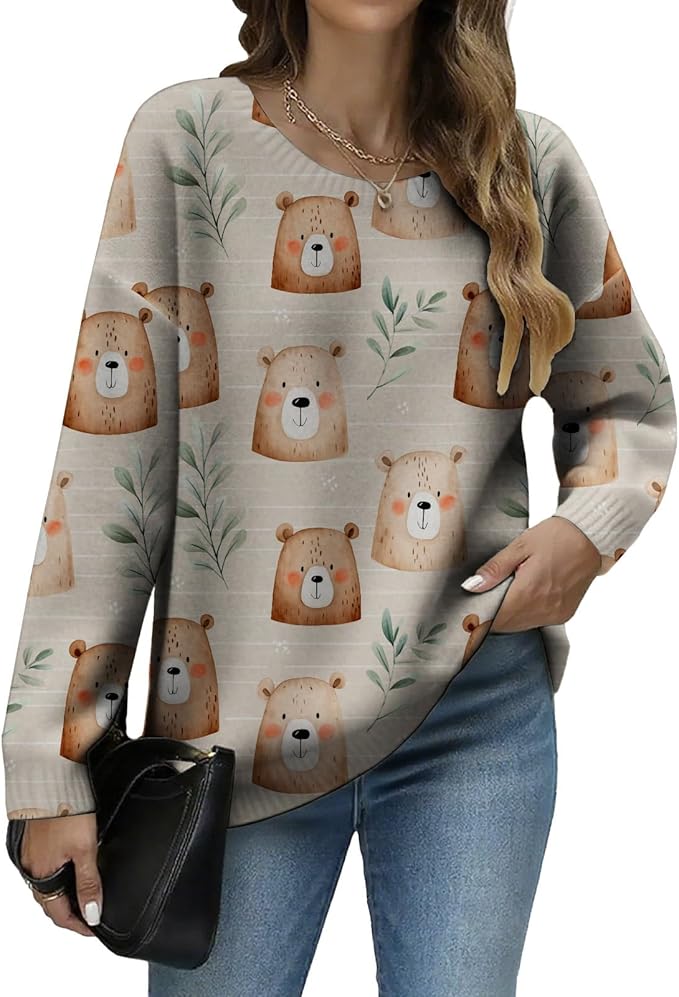 LIZALIG Women's Fall Christmas Snowman Sweater Long Sleeve Crewneck Pullover Festive Holiday Winter Outfit for Parties