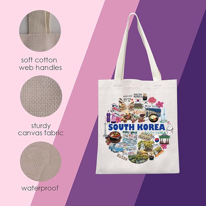 MNIGIU South Korea Tote Bag Moving to South Korea Gift South Korea Souvenir Gift South Korea Travel Gift (South Korea Tote), Small