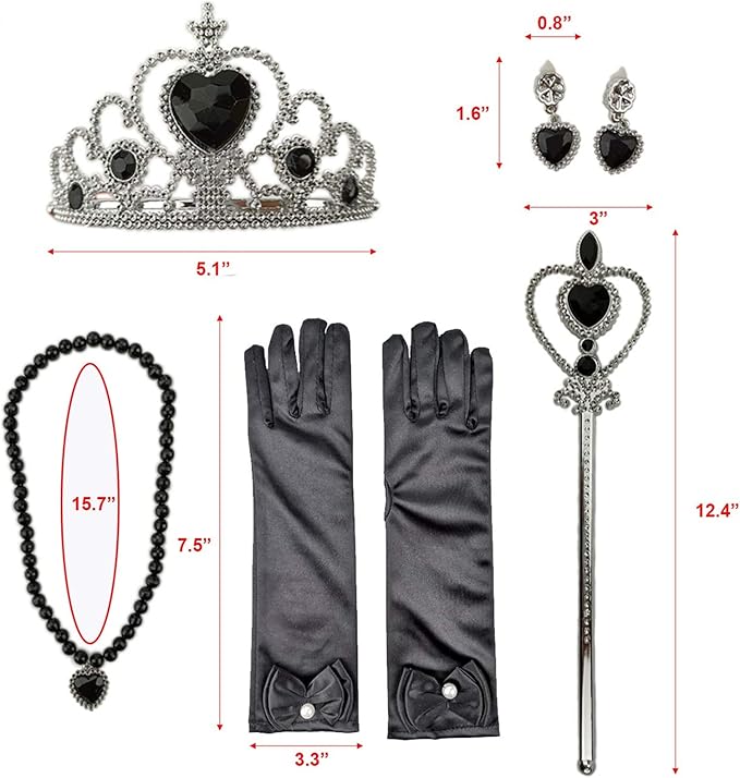Orgrimmar Princess Dress Up Accessories Gloves Tiara Crown Wand Necklaces Presents for Kids Girls