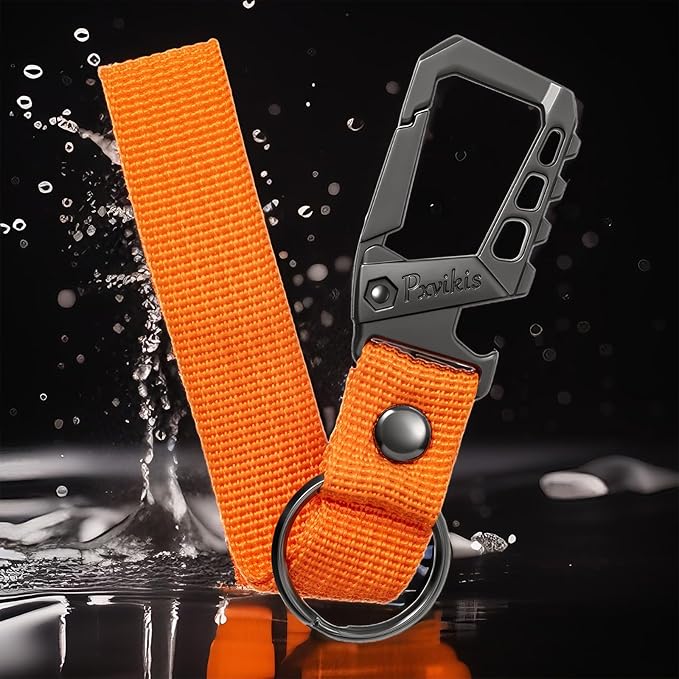 Pxvikis Metal heavy duty key chain carabiner clip bottle opener wrist lanyard ring car key fob unisex for men and women