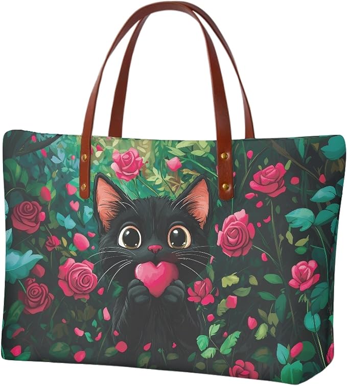 Womens Zip Up Tote Handbag Daisy Print Large Capacity Tote Purse Handbag Big Tote Bag Purse For Work Laptop