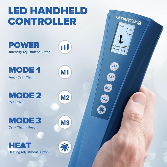 Air Compression Leg Massager with Heat - Ideal Christmas, Mother's Day and Father's Day Gifts for Men, Women, Dad, Mom - Relieves Foot and Knee Pain, Eases Varicose Veins, Cramps, Swelling and Edema