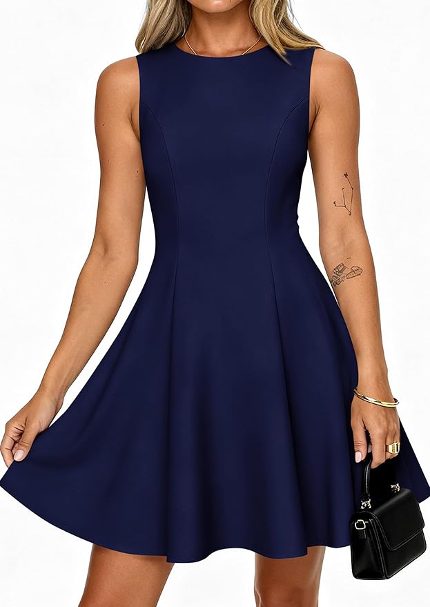 PRETTYGARDEN Summer Dresses for Women 2026 Elegant Sleeveless Boat Neck A Line Spring Formal Cocktail Party Mini Dress