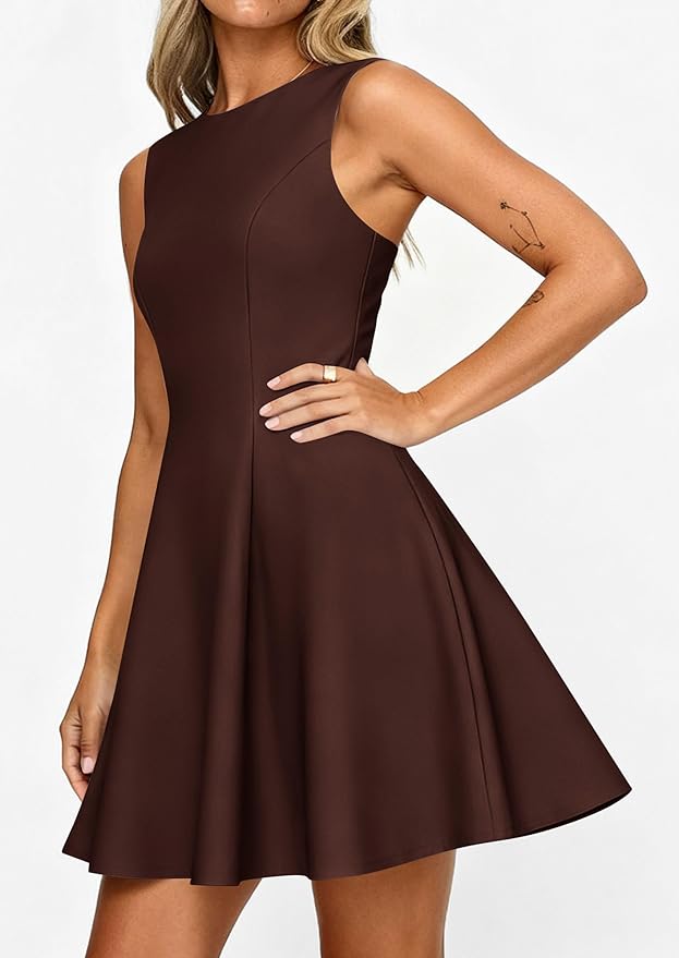 PRETTYGARDEN Summer Dresses for Women 2026 Elegant Sleeveless Boat Neck A Line Spring Formal Cocktail Party Mini Dress