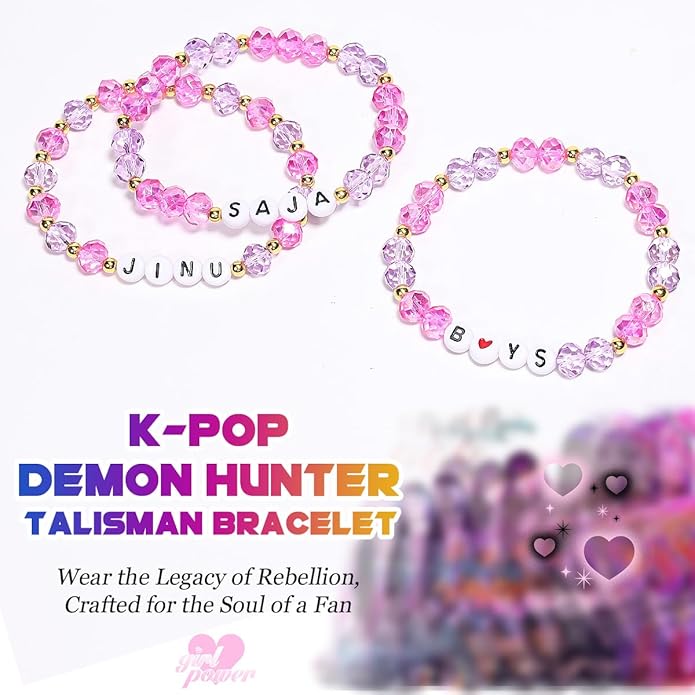 AICase for Korea-Pop Merch Cosplay Inspired Crystal Bracelets Saja Costume Outfit 3 Pcs Stackable Stretch Friendship Beaded Bracelets Merchandise Jewelry Gifts for Fans Christmas Stocking Stuffers