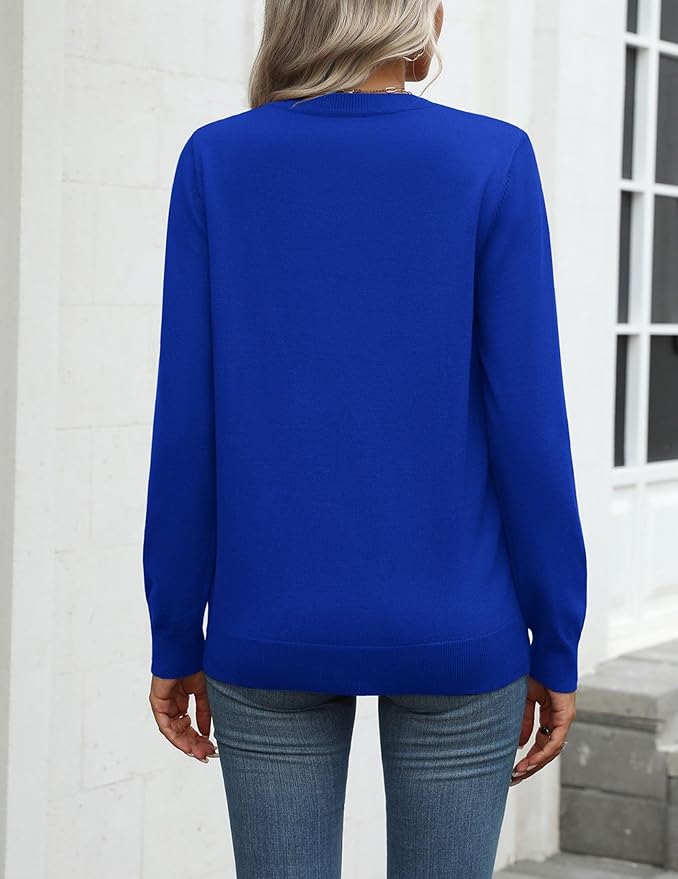 Zeagoo Womens 2026 Fall Sweaters Long Sleeve Tops Classic Crew Neck Pullover Sweaters Loose Dressy Casual Basic Clothes