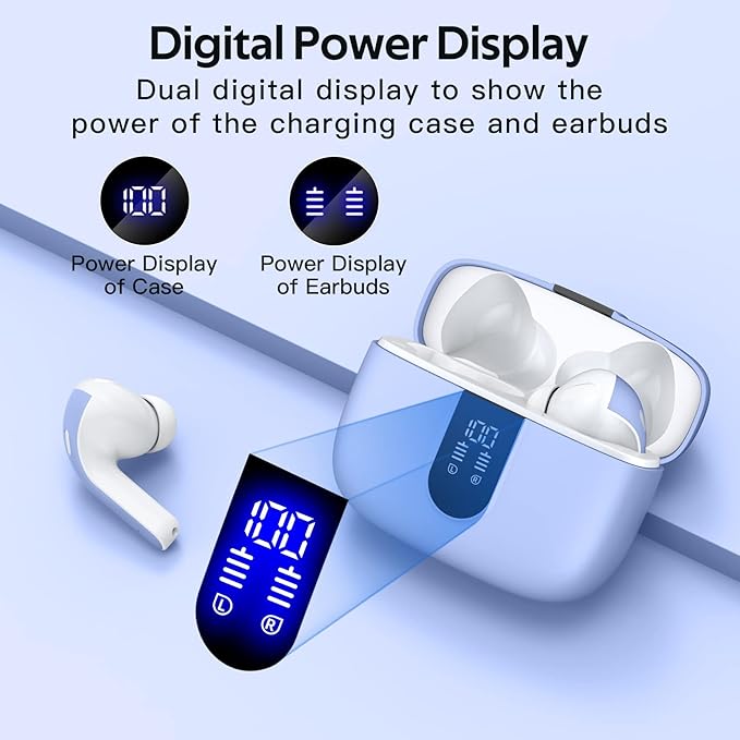 TAGRY 2 Sets X08 Purple and Sunset Pink Bluetooth Headphones True Wireless Earbuds 60H Playback Ear Buds with Wireless Charging Case in-Ear Earbuds with Mic
