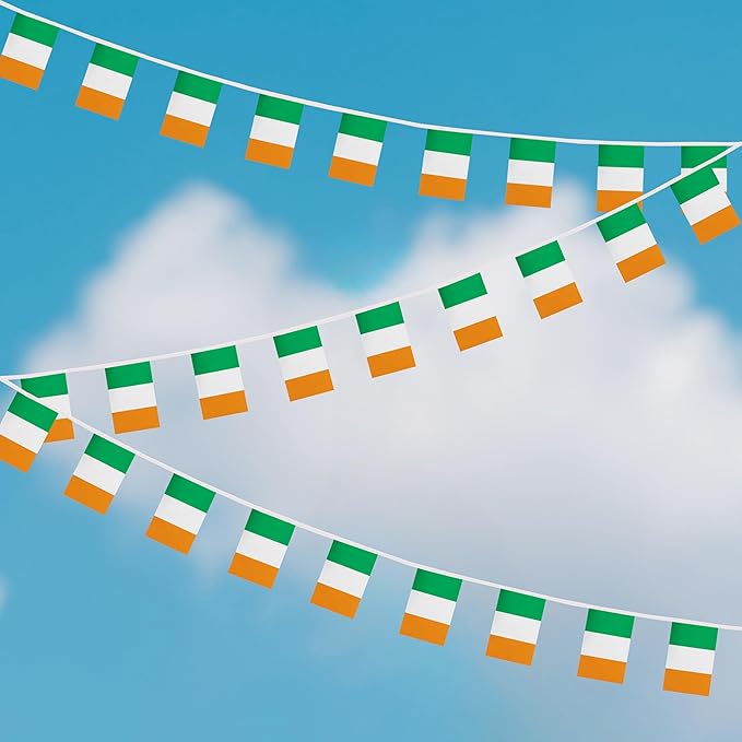 Yamiuo 100 Feet Ireland String Flag, 76 Pcs Irish Banner Flag, Small Mini World Banner Flags for Sports Events, Bars Decorations, School Festivals, Party Decorations, Celebrations (Ireland)