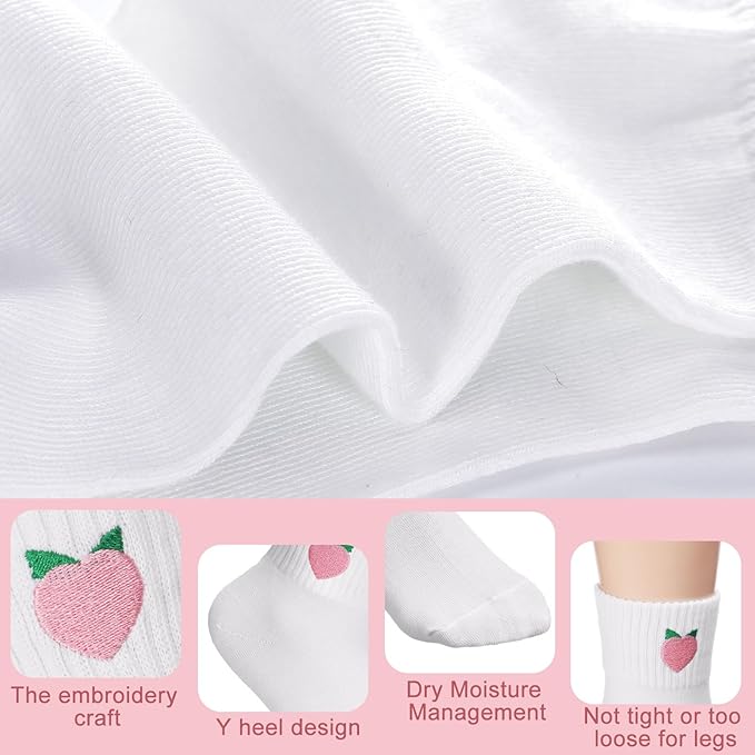 Eurzom 10 Pairs Socks Womens Crew Elastic Ankle Length Cotton Socks Aesthetic Cute Lightweight Low Cut Gifts for Women