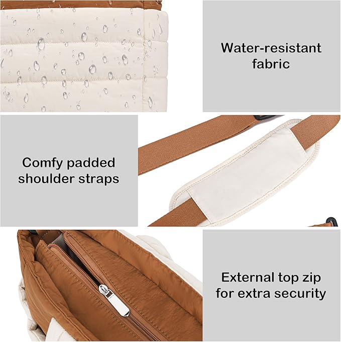 AOCINA Puffer Tote Bag for Women Quilted Work Bag Nurse Bags Women's Shoulder Handbags for Travel Gym Gifts Laptop Purse