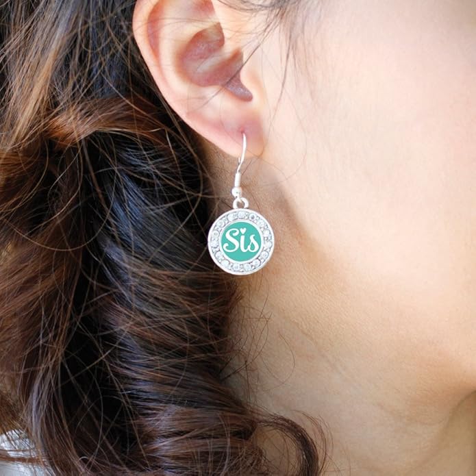 Inspired Silver - Silver Circle Charm French Hook Drop Earrings with Cubic Zirconia Jewelry