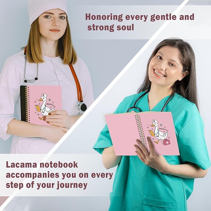 Lacama Funny Nurse Gifts, Pink Funny Goose Nurse Notebook Journal for Women, Gifts for Nurses, Christmas Gift, Nurse Essentials, Nursing School Essentials, Notebook for School Office Supplies 5.5x8.3 In