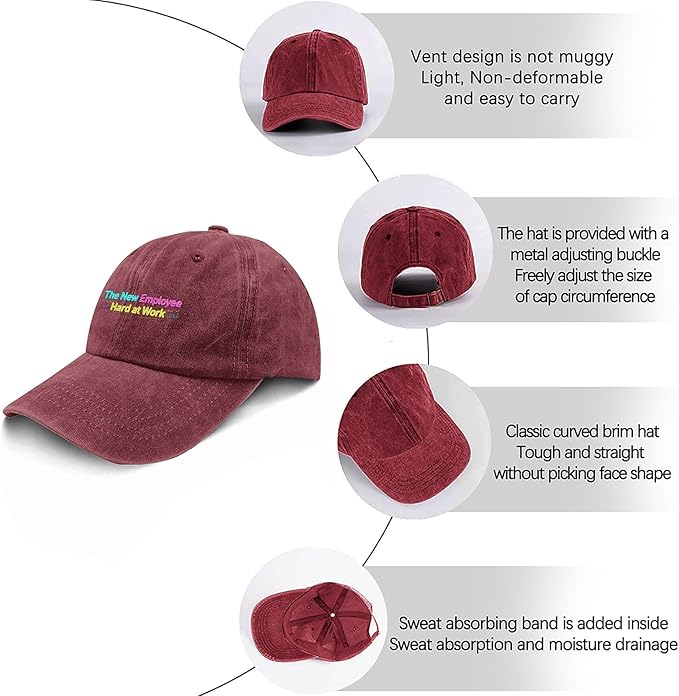 The New Employee Hard at Work Sport Hats for Men Light Weight Caps