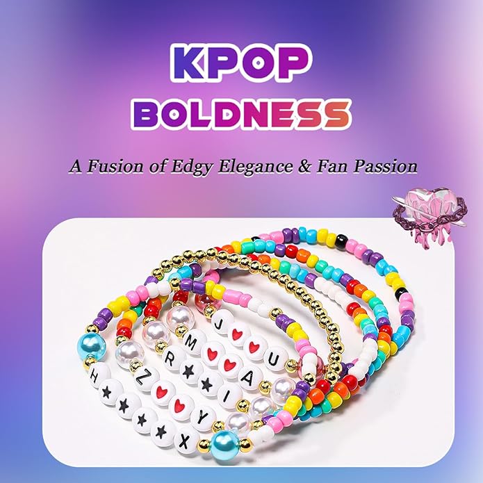 AICase for Korea-Pop Merch Toys Gifts Doll Cosplay Outfit Costume 5 Pcs Stackable Stretch Friendship Beaded K_Pop Bracelets Merchandise Jewelry Gifts for Fans Women Christmas Stocking