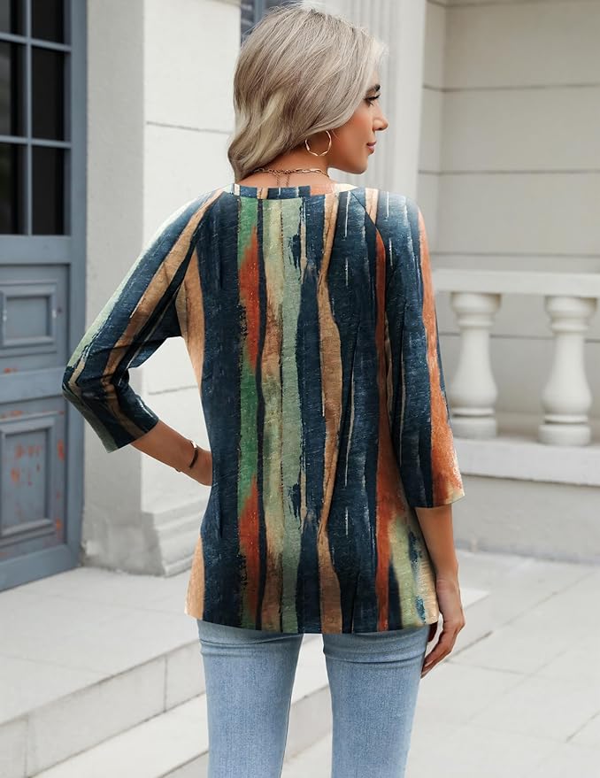 Zeagoo 3/4 Length Sleeve Womens Tops Casual V Neck Shirts Soft Basic Tees Business Work Blouses