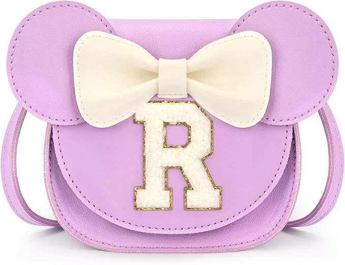 mibasies Toddler Purse Girl Gifts: Girls Birthday Gifts for 3-8 - Toys for Ages 2-4 Girls Mouse Ears Purse, Purple, Letter R