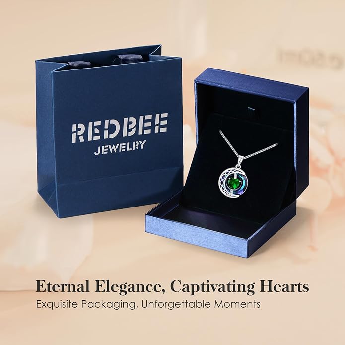 LIANYU Necklace for Womens Blue Sapphire Necklace Moon Pendant S925 Sterling Silver Crystal Jewelry for Women Pendant Birthday Gifts for Wife Gifts Valentine Anniversary