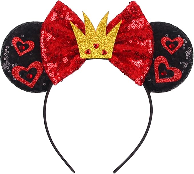 Sequin Mouse Ears Headbands for Women Girls Boys, Glitter Bows Headband for Kids Adults Birthday Party Costume Halloween