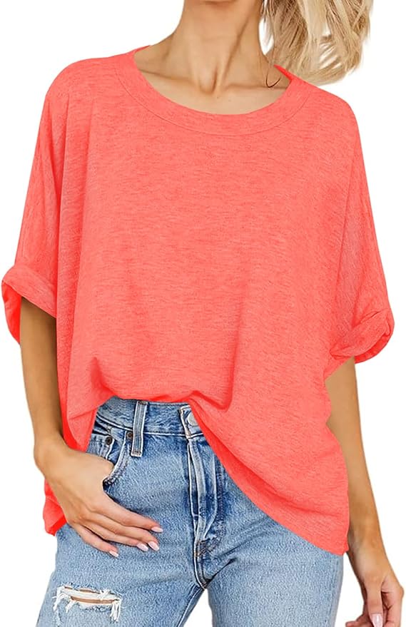 Women Oversized T-Shirt Summer Casual Short Sleeve Loose Tee Tops