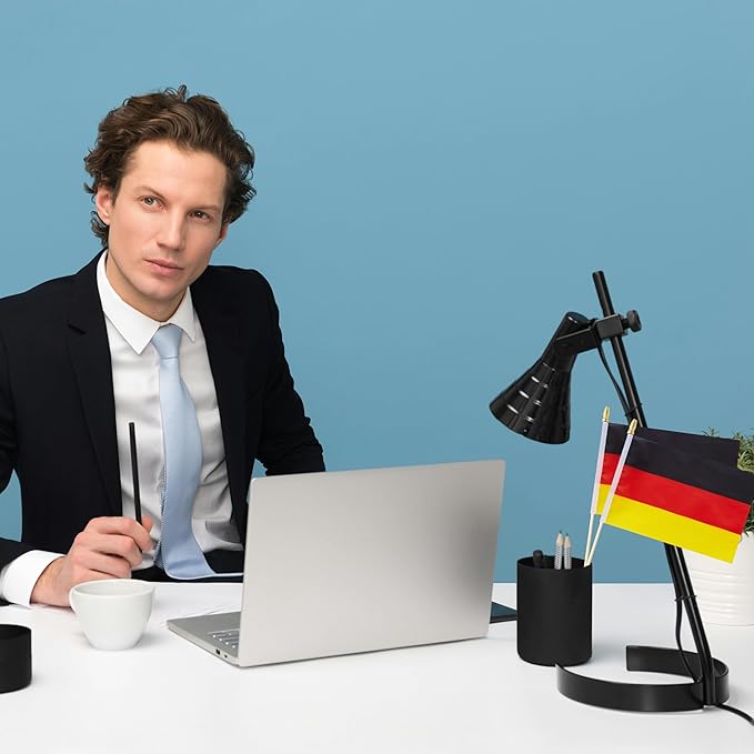 GSYLPFT 12 Pack Germany Flags on Sticks German Small Mini Hand Held Flags for Office Classroom Holiday Party Decorations